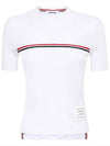 Women's High Twist Rip Stripe Short Sleeve T Shirt White - THOM BROWNE - BALAAN 3