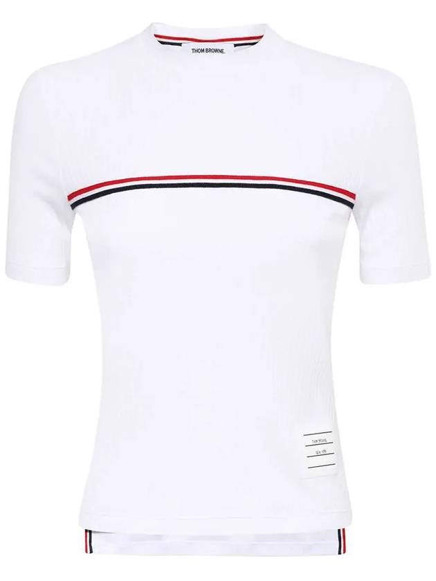 Women's High Twist Rip Stripe Short Sleeve T Shirt White - THOM BROWNE - BALAAN 3