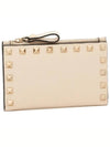 Rockstud Flap Leather Card Wallet Ivory - VALENTINO - BALAAN 2