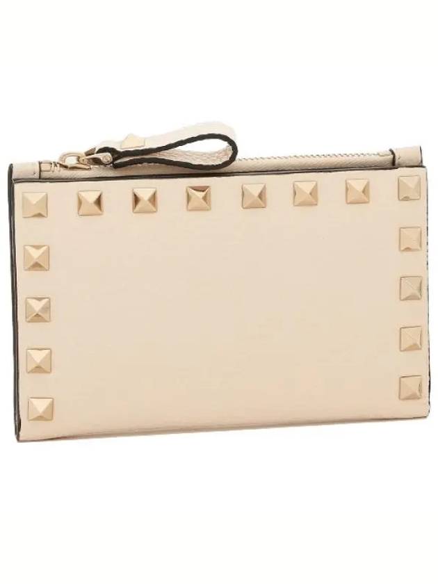 Rockstud Flap Leather Card Wallet Ivory - VALENTINO - BALAAN 2