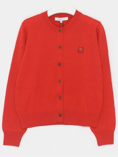 Bold Fox Head Patch Regular Cardigan Red - MAISON KITSUNE - BALAAN 2