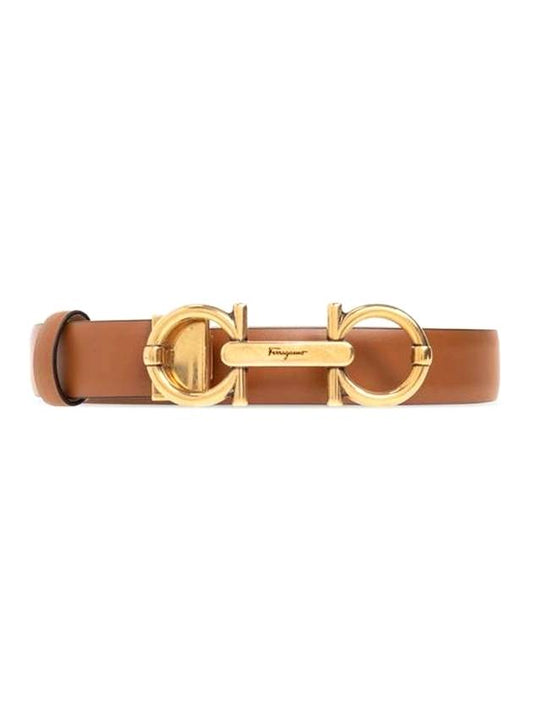 Gancini Horsebit Gold Logo Leather Belt Brown - SALVATORE FERRAGAMO - BALAAN 1