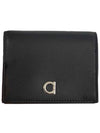 Gancini Silver Logo Leather Half Wallet Black - SALVATORE FERRAGAMO - BALAAN 2