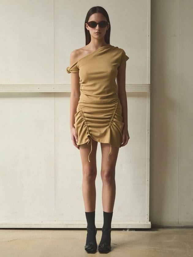 Women's unbalanced skirt SHIRRING STRAP JERSEY SKIRT_ YELLOW - SIGREAT - BALAAN 1