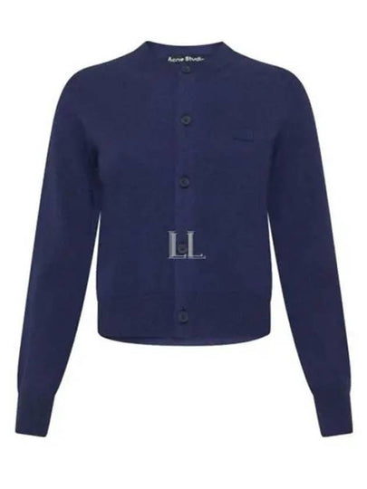 Wool Crew Neck Cardigan Blue - ACNE STUDIOS - BALAAN 2