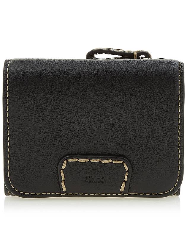 Edith Small Tri-Fold Buffalo Leather Bicycle Wallet Black - CHLOE - BALAAN.