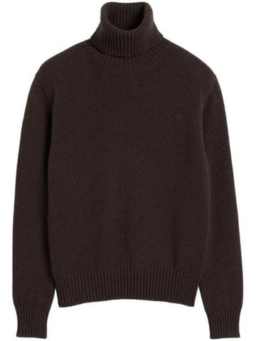 Cashmere Turtleneck Dark Coffee - AMI - BALAAN 1