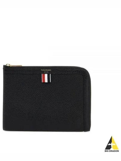 Mini Pebble Leather Gusset Clutch Bag Black - THOM BROWNE - BALAAN 2