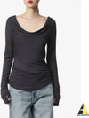 Helmut Lang Cowl Neck Long Sleeve T Shirt Navy N06HW522G0F - HELMUT LANG - BALAAN 2