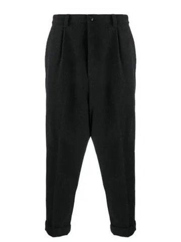 Cuffs Corduroy Straight Pants Black - AMI - BALAAN 1