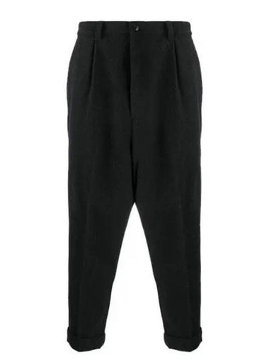 Cuffs Corduroy Straight Pants Black - AMI - BALAAN 1