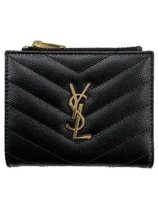 575879 Gold monogram quilted zipper half wallet 185765 27 271478 1066298 - SAINT LAURENT - BALAAN 1