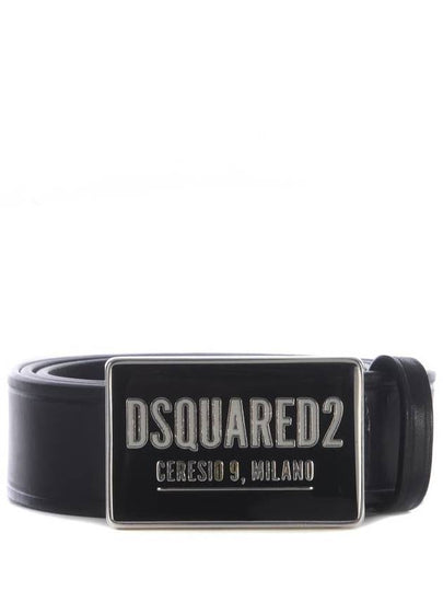 Ceresio 9 Square Buckle Leather Belt Black - DSQUARED2 - BALAAN 2