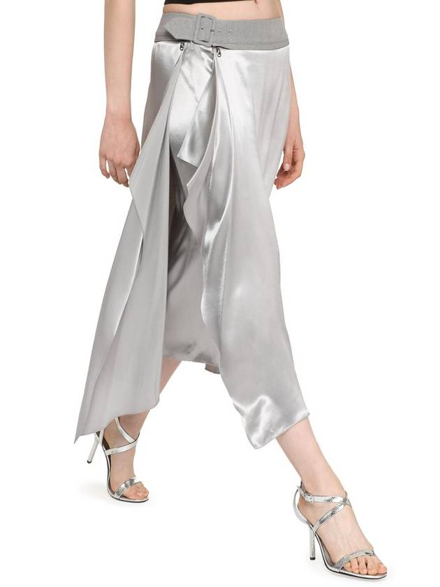 Satin Midi A-Line Skirt Grey - FENDI - BALAAN 4