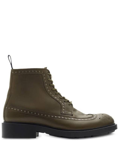 Studded Leather Worker Boots Loch - BURBERRY - BALAAN 1