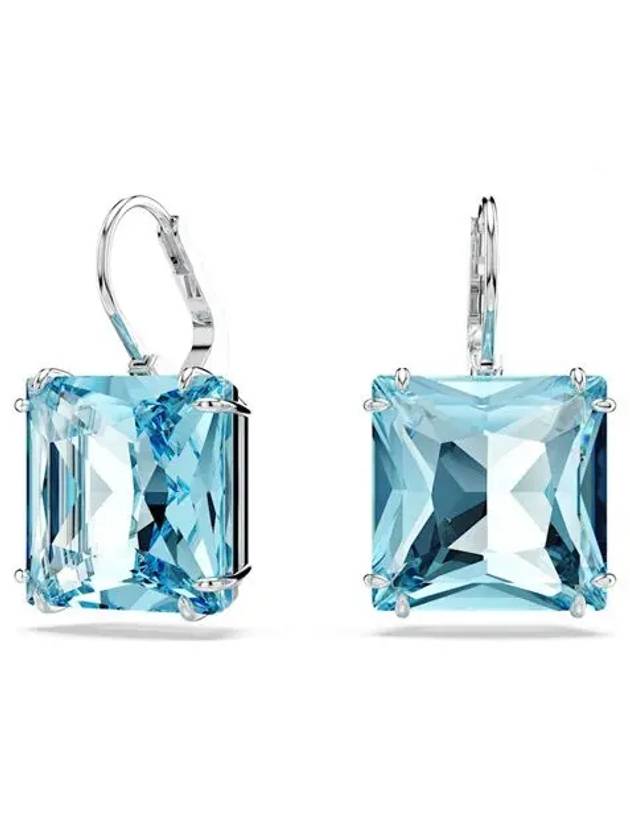 Millenia Square Cut Crystal Drop Earrings Silver Blue - SWAROVSKI - BALAAN 2