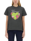 Women's Relax Heart Short Sleeve T-Shirt Volcanic Ash Grey - GANNI - BALAAN 3