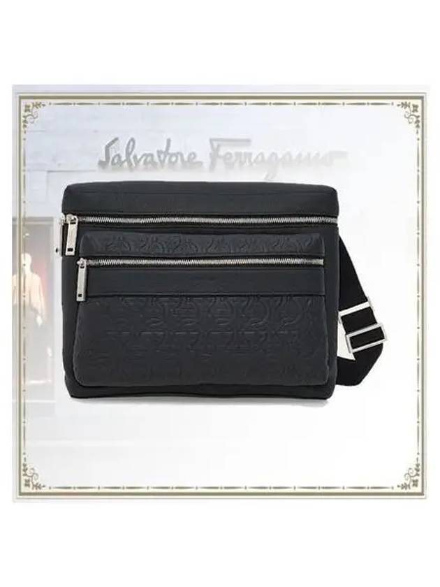 Gancini Pattern Leather Cross Bag Black - SALVATORE FERRAGAMO - BALAAN 2