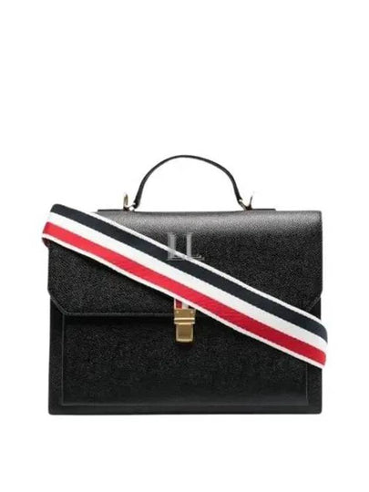 Pebble Grain Leather Tote Bag Black - THOM BROWNE - BALAAN 2