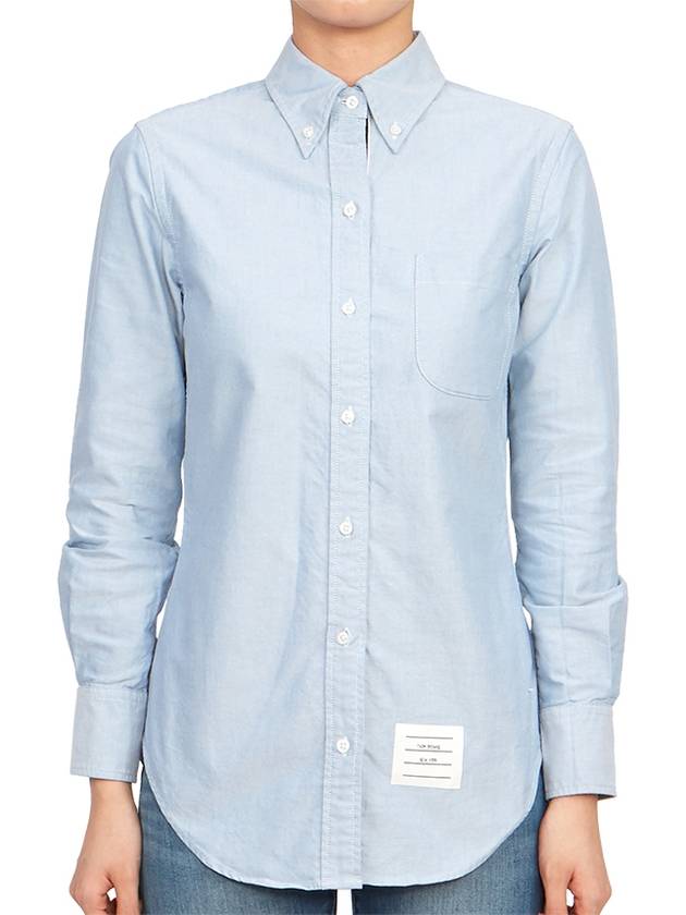 Button Down Cotton Oxford Long Sleeve Shirt Light Blue - THOM BROWNE - BALAAN 3