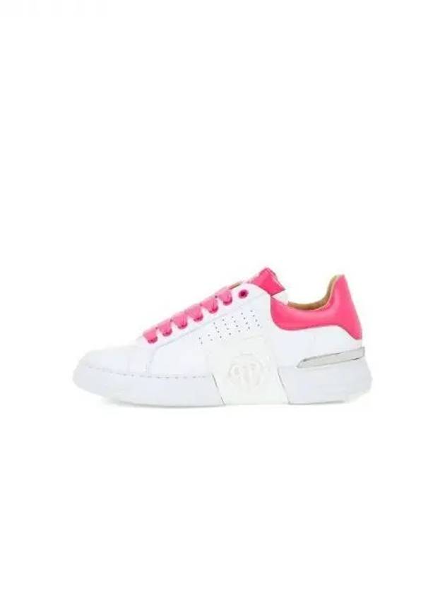 Women's Enamel Patch Leather Sneakers Pink 271604 - PHILIPP PLEIN - BALAAN 1