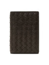 Intrecciato Flap Card Holder Dark Brown - BOTTEGA VENETA - BALAAN 1