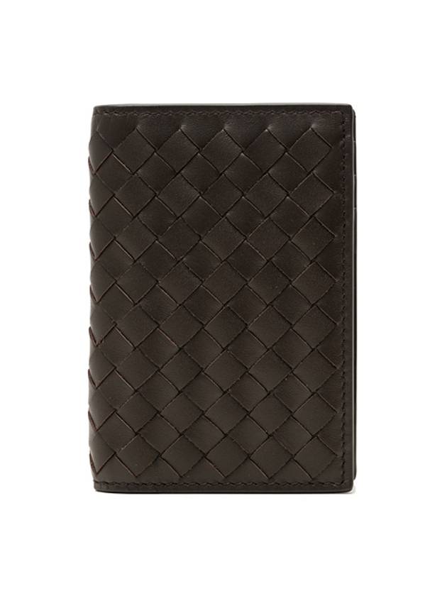 Intrecciato Flap Card Holder Dark Brown - BOTTEGA VENETA - BALAAN 1