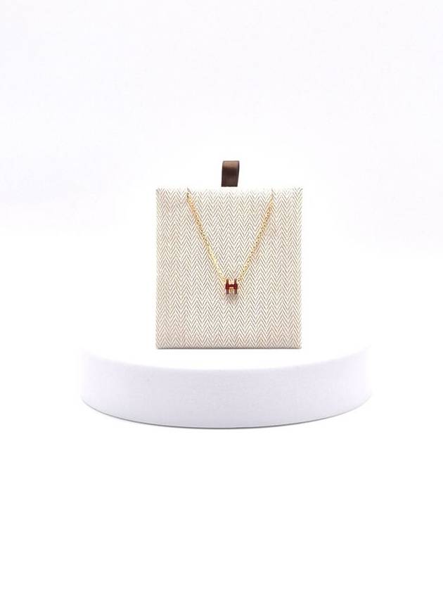 Mini Pop H Pendant Necklace Gold Rouge Grenat - HERMES - BALAAN 5