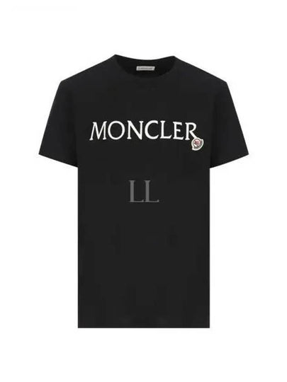 Embroidered Logo Cotton Short Sleeve T-Shirt Black - MONCLER - BALAAN 2