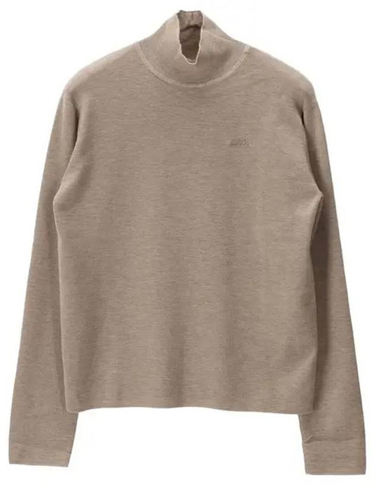 Women's Caleche Embroidered Cashmere Turtleneck Gray - HERMES - BALAAN.