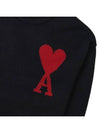 Intarsia Big Heart Logo Wool Knit Top Black - AMI - BALAAN 7