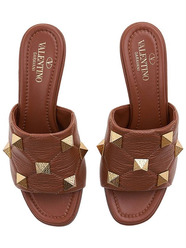 Roman Stud Slipper Heels Brown - VALENTINO - BALAAN 7