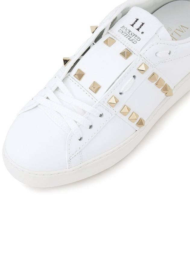 Untitled Rockstud Leather Low Top Sneakers White - VALENTINO - BALAAN 8