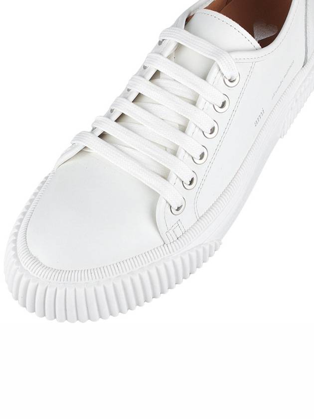 Lace Up Logo Leather Low Top Sneakers White - AMI - BALAAN 8