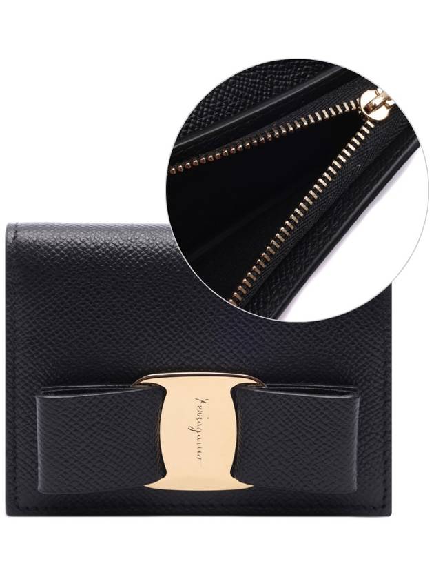 Vara Bow Gloss Flap Half Wallet Black - SALVATORE FERRAGAMO - BALAAN 3