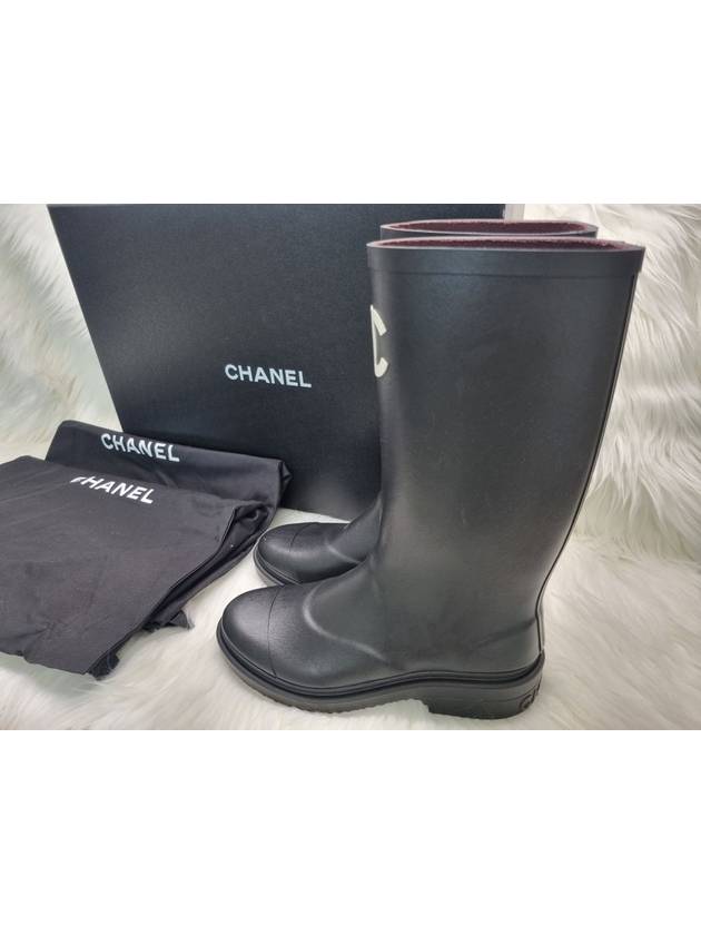 CC Logo Caoutchouc Rain Boots Black - CHANEL - BALAAN 4