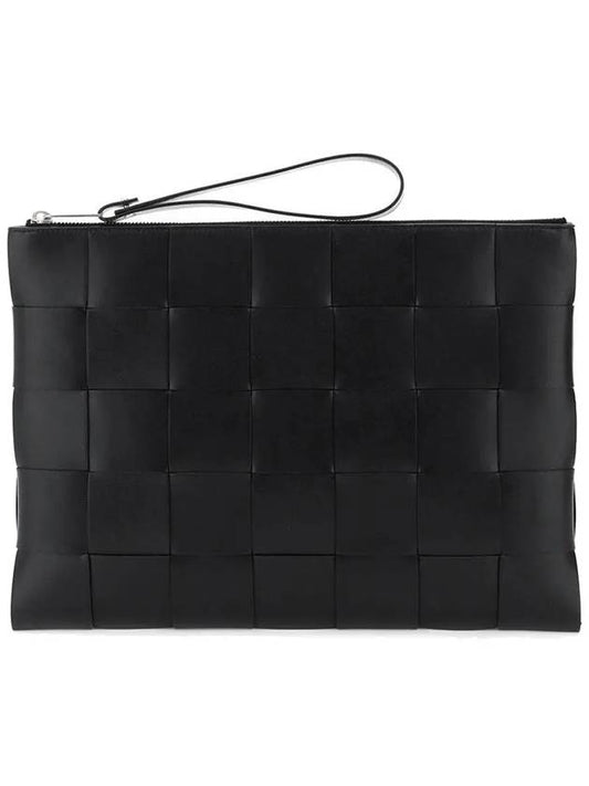 Intrecciato Weaving Strap Clutch Bag Black - BOTTEGA VENETA - BALAAN 2