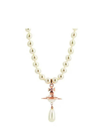 One Row Pearl Choker Necklace Rose Gold White - VIVIENNE WESTWOOD - BALAAN 2