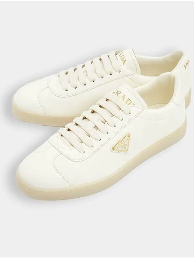 Triangle Logo Lane Leather Low-Top Sneakers Ivory - PRADA - BALAAN 2