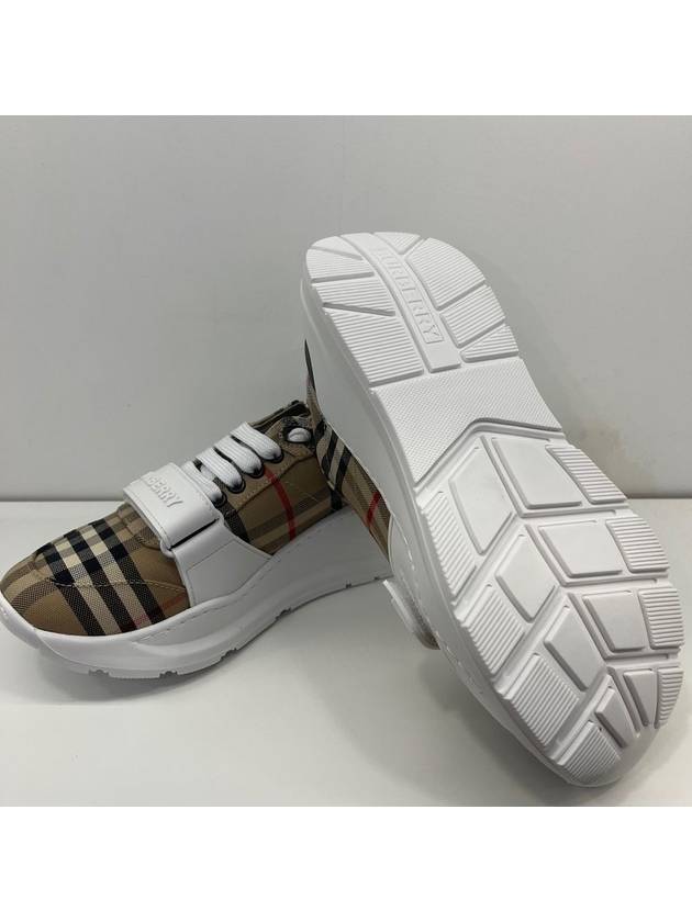 Vintage Check And Leather Sneakers White Archive Beige - BURBERRY - BALAAN 8