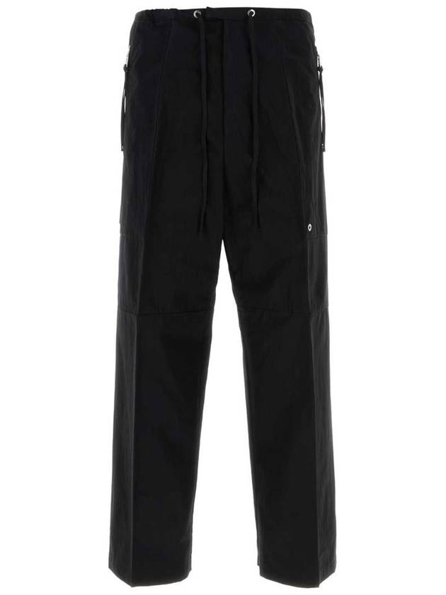 logo patch drawstring straight pants black - FENDI - BALAAN 2