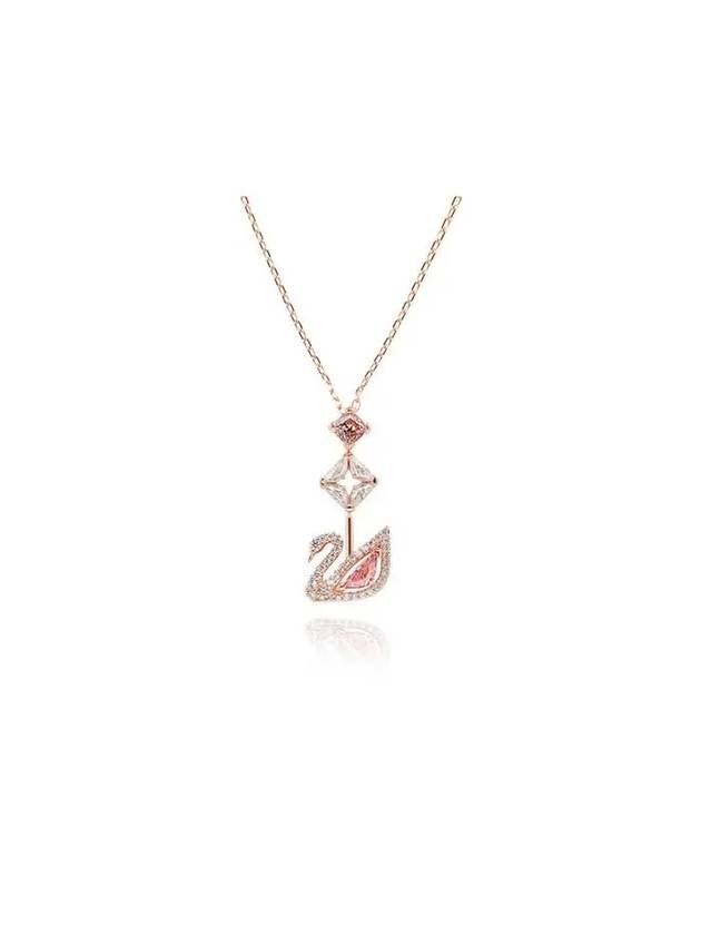 Darjeeling Swan Pendant Necklace Pink Rose Gold - SWAROVSKI - BALAAN 2