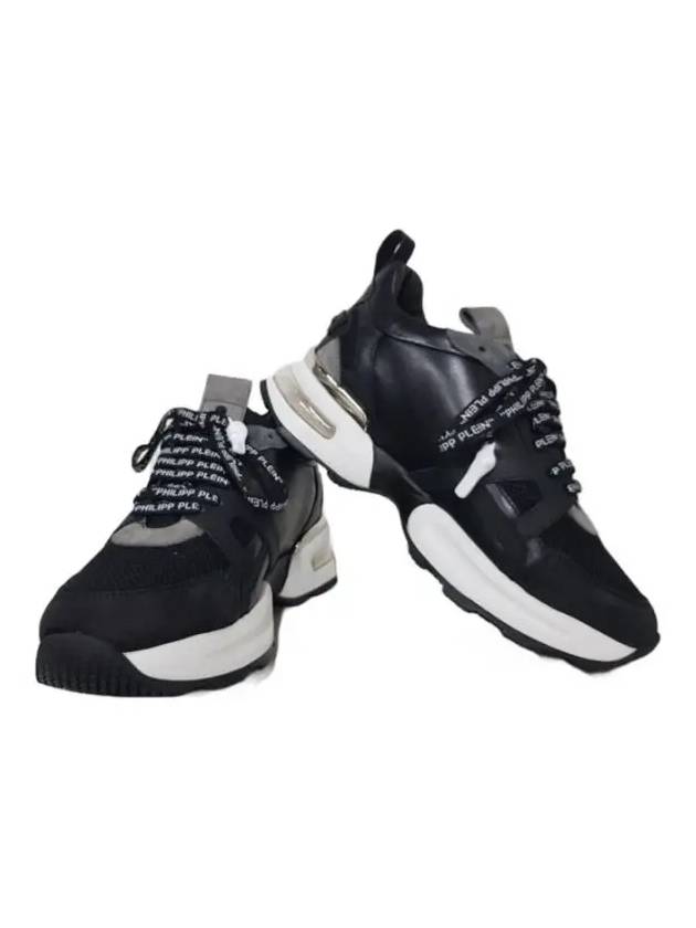 Runner Skull Leather Low Top Sneakers Black - PHILIPP PLEIN - BALAAN 3