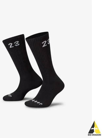 Jordan Essential Crew Socks 3 Pairs M Black White DA5718 010 - NIKE - BALAAN 1