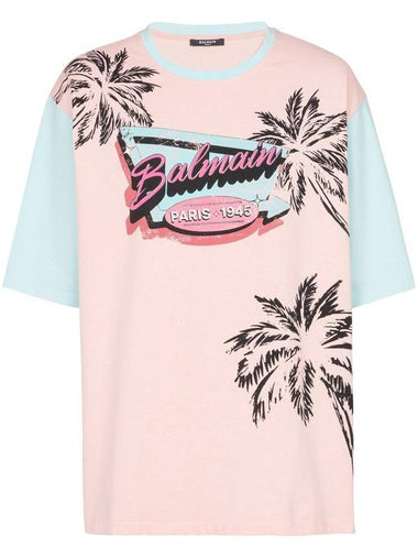 BALMAIN MIAMI PRINT BALMAIN TSHIRT OVERSIZE FIT - BALMAIN - BALAAN 1