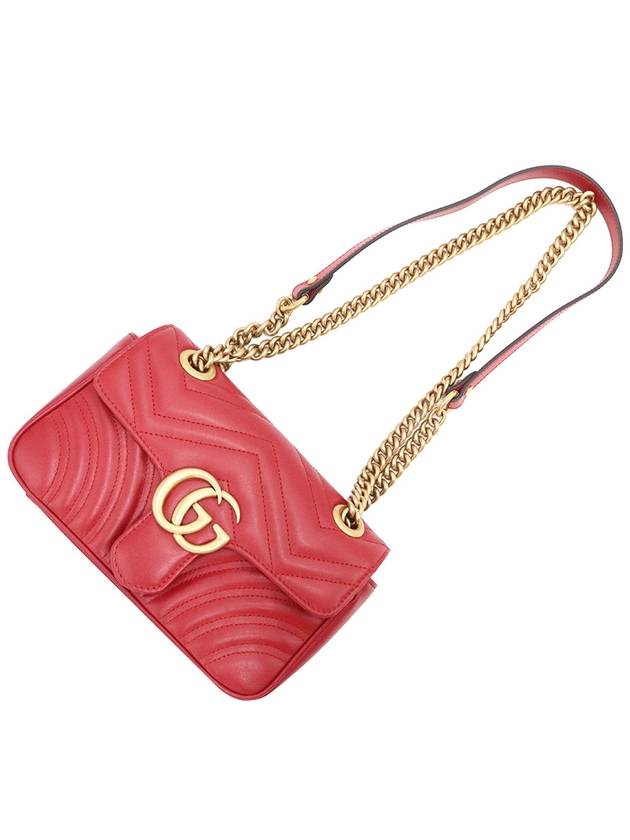 Women s Gucci 446744 Red Matelasse Chevron Leather GG Marmont Mini Gold Chain Cross Bag gt Gangbuk used luxury goods - GUCCI - BALAAN 8