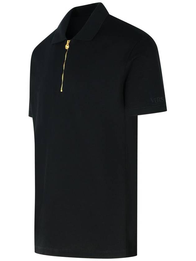 Versace Black Cotton Polo Shirt - VERSACE - BALAAN 2