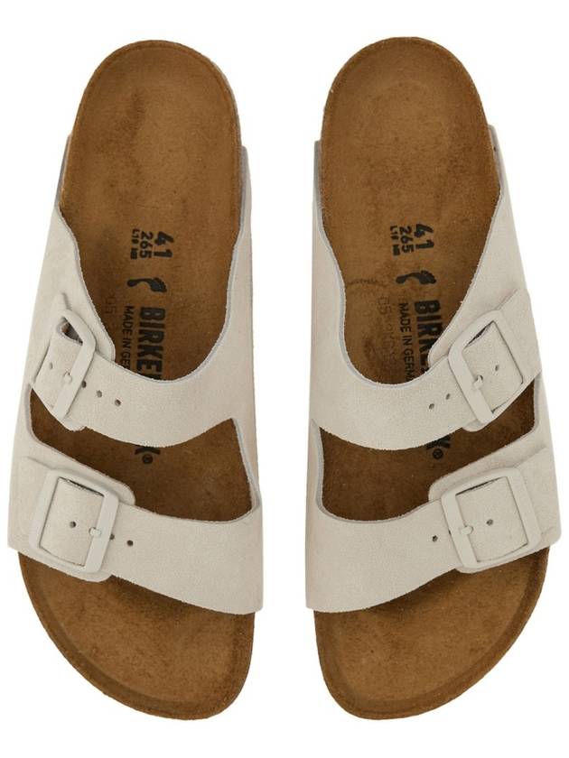 Arizona Suede Leather Slippers Antique White - BIRKENSTOCK - BALAAN 5