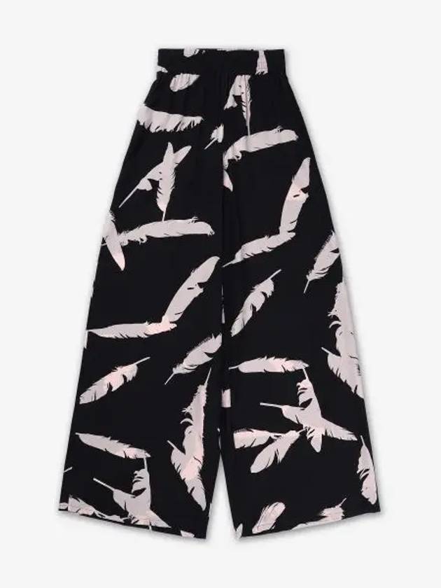 Feather Pattern Silk Straight Pants Black - ALEXANDER MCQUEEN - BALAAN 2