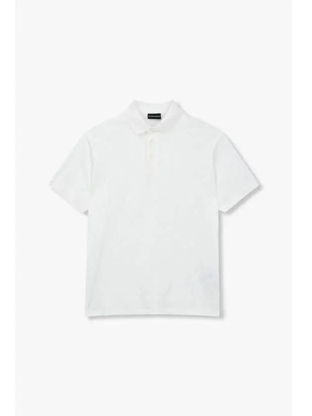 Men s Logo Jacquard Cotton Polo Shirt White - EMPORIO ARMANI - BALAAN 1